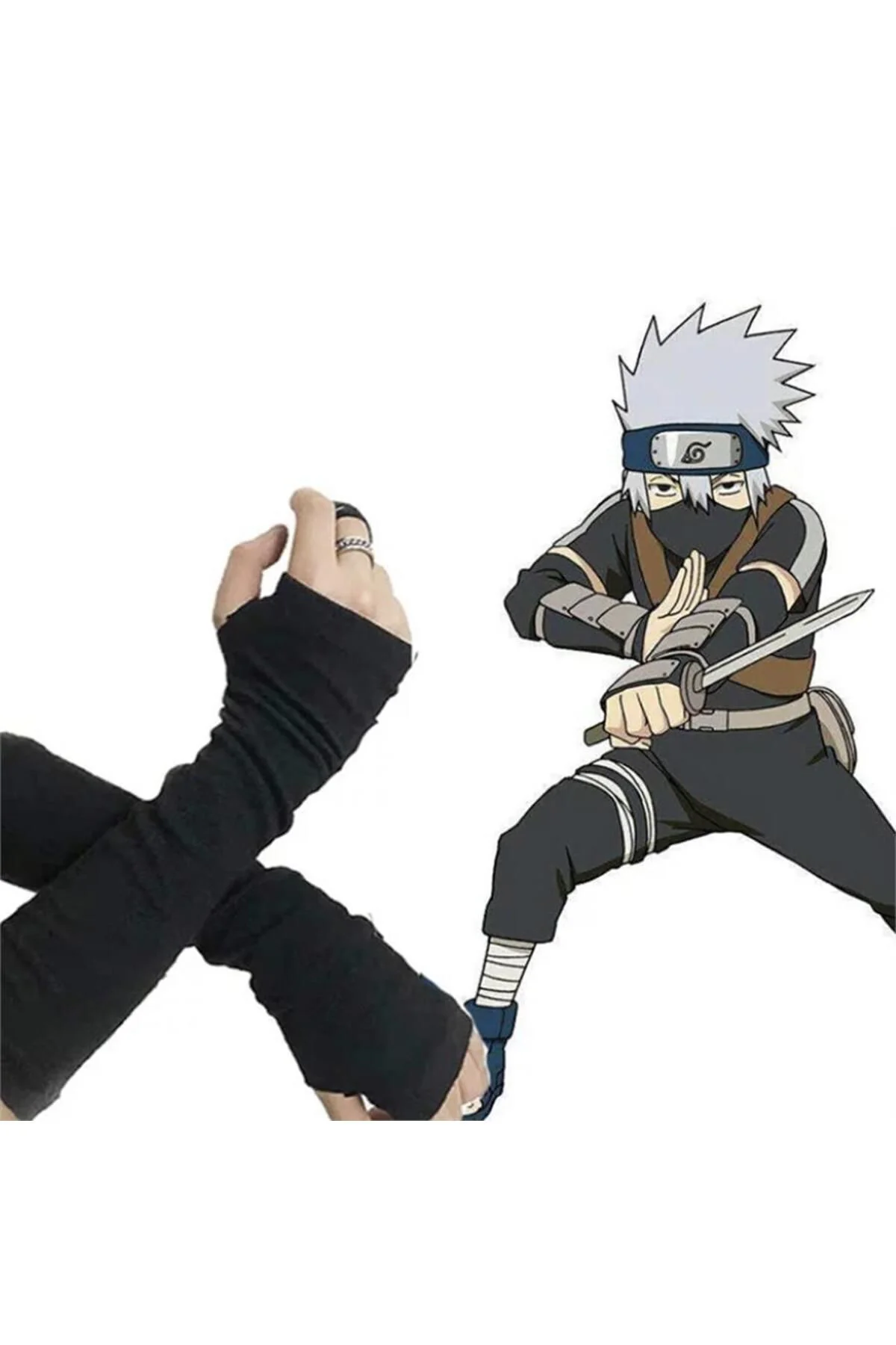 Anime Naruto Düz Siyah Ikili Kolluk Anime Naruto Düz Siyah Ikili Kolluk