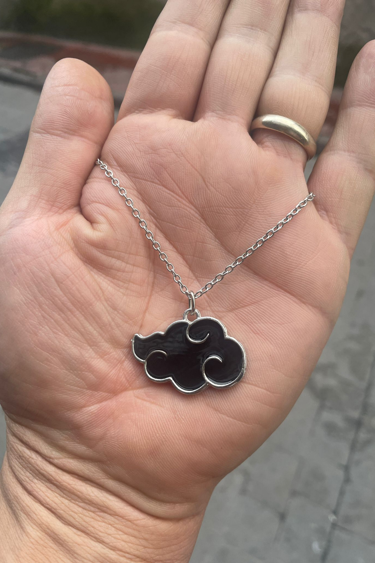 Anime Naruto Shippuden: Akatsuki Siyah Clouds Silver Kolye