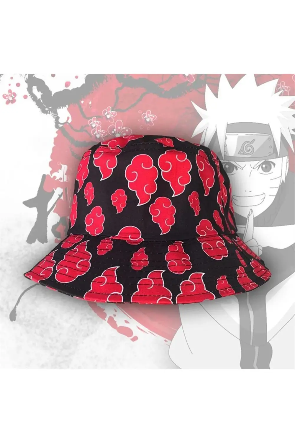 Anime Naruto Shippuden: Akatsuki Clouds Kolaj Bucket Şapka