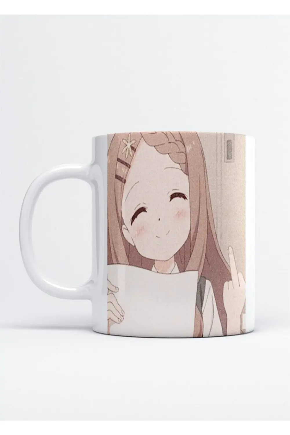 Anime Orta Parmak Aesthetic Baskılı Porselen Kupa Bardak