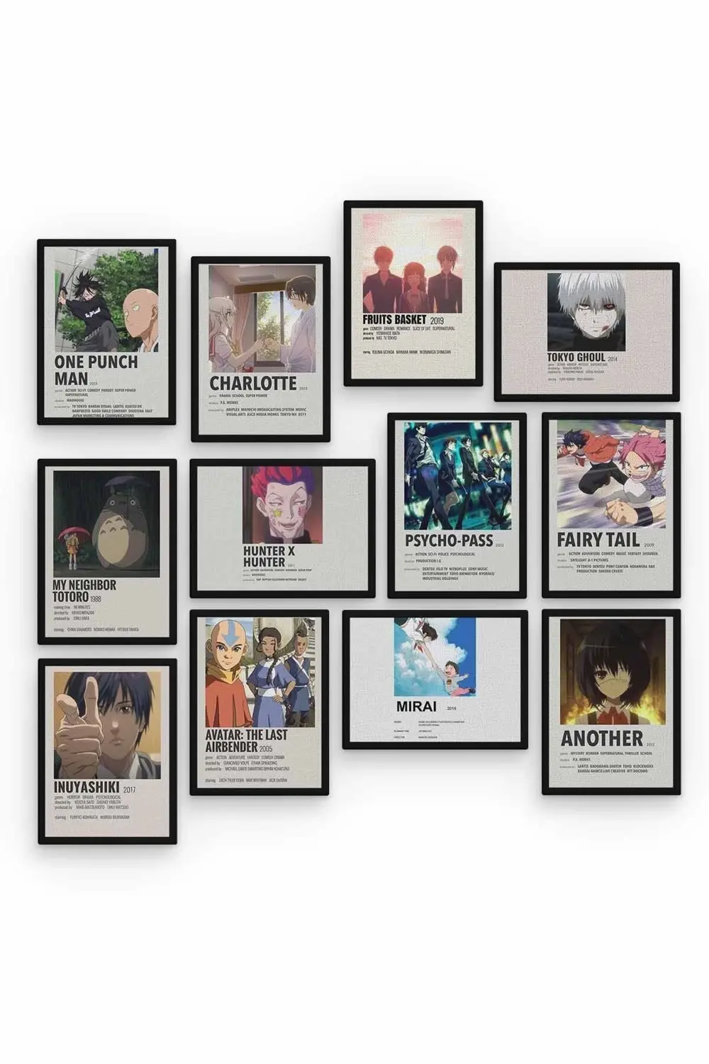 Anime Poster 12 Parça Ahşap Mdf Tablo Zlltb345