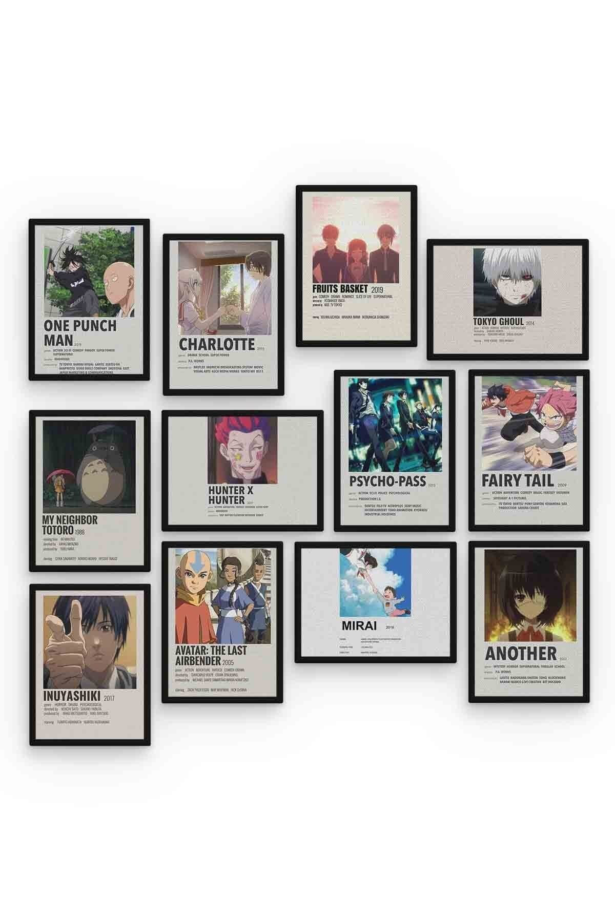 Anime Poster 12 Parça Mdf (ahşap) Tablo Ofis Boyu 