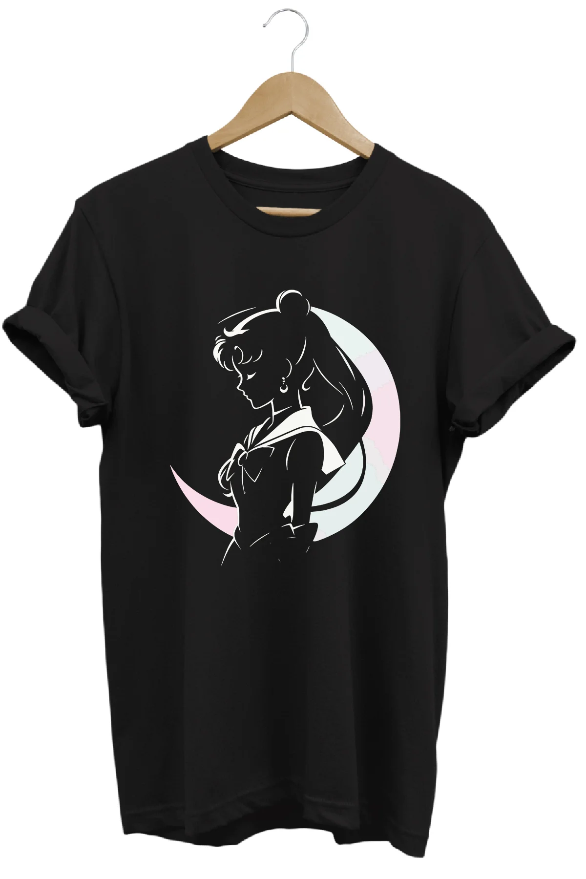 Anime Sailor Moon Usagi Baskılı Kadın Tişört %100 Pamuk Regular F