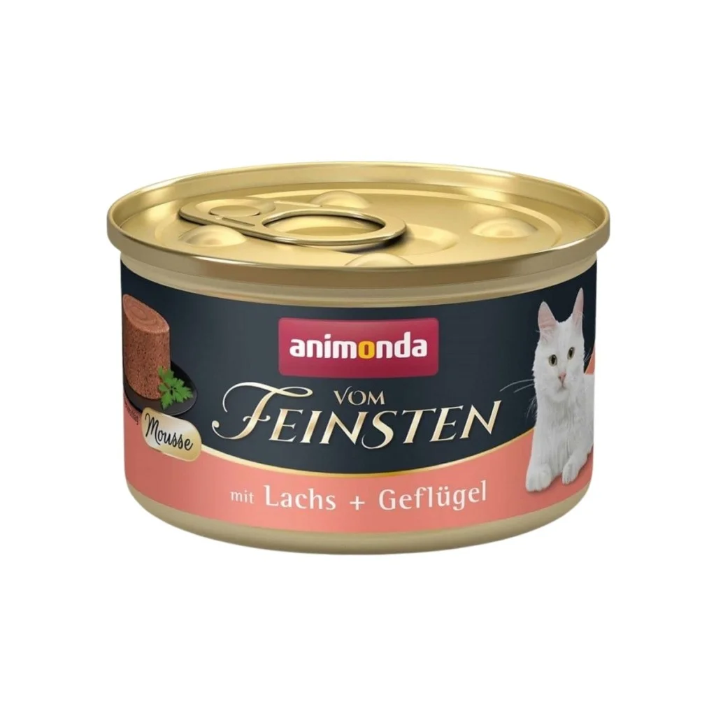 Animonda Vom Teneke Feinsten Somonlu ve Kümes Hayvanlı Yetişkin Kedi Konservesi 85gr