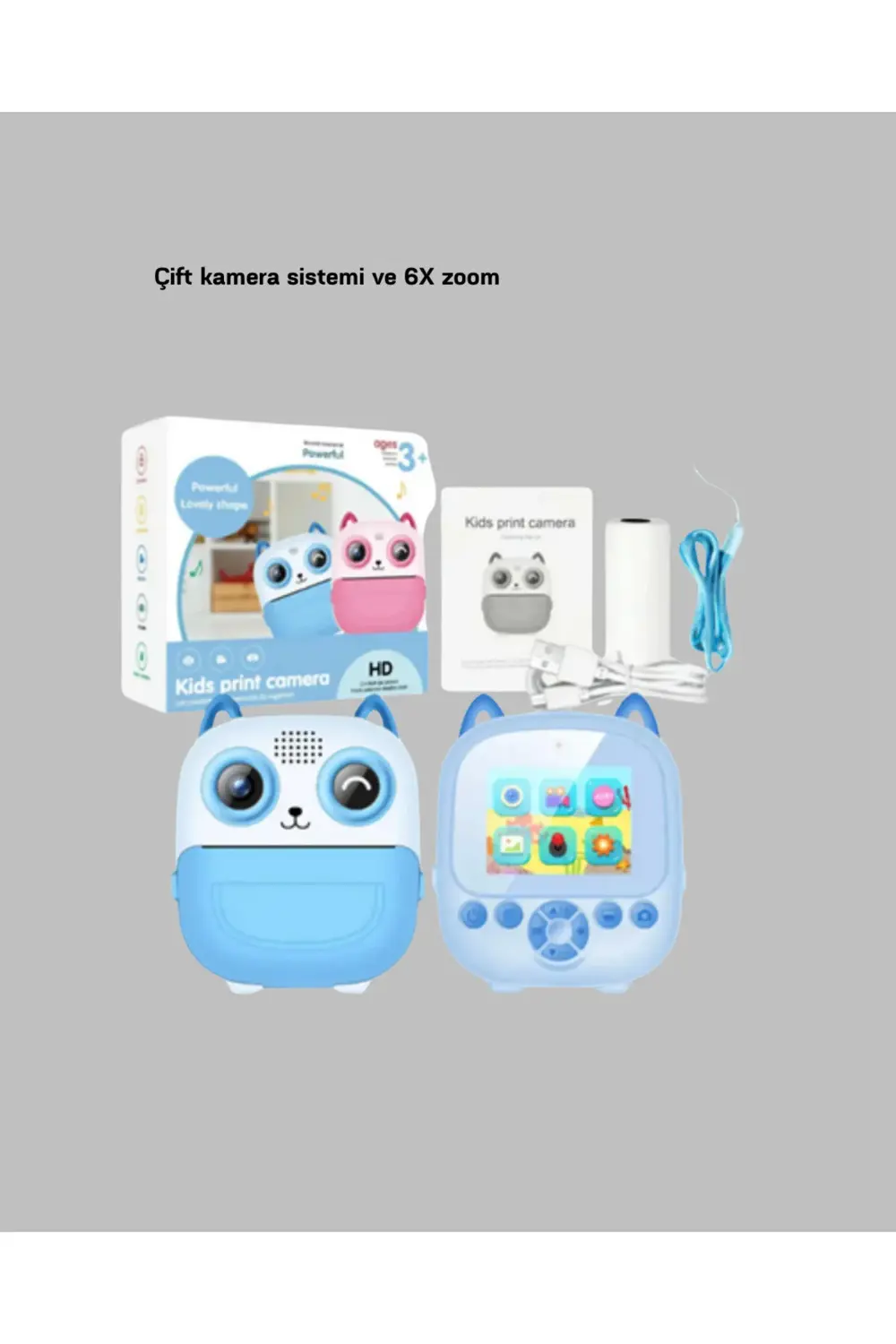 Anında Baskı Özellikli Çocuk Kamerası 48MP 1080P Çift Lens 32GB D