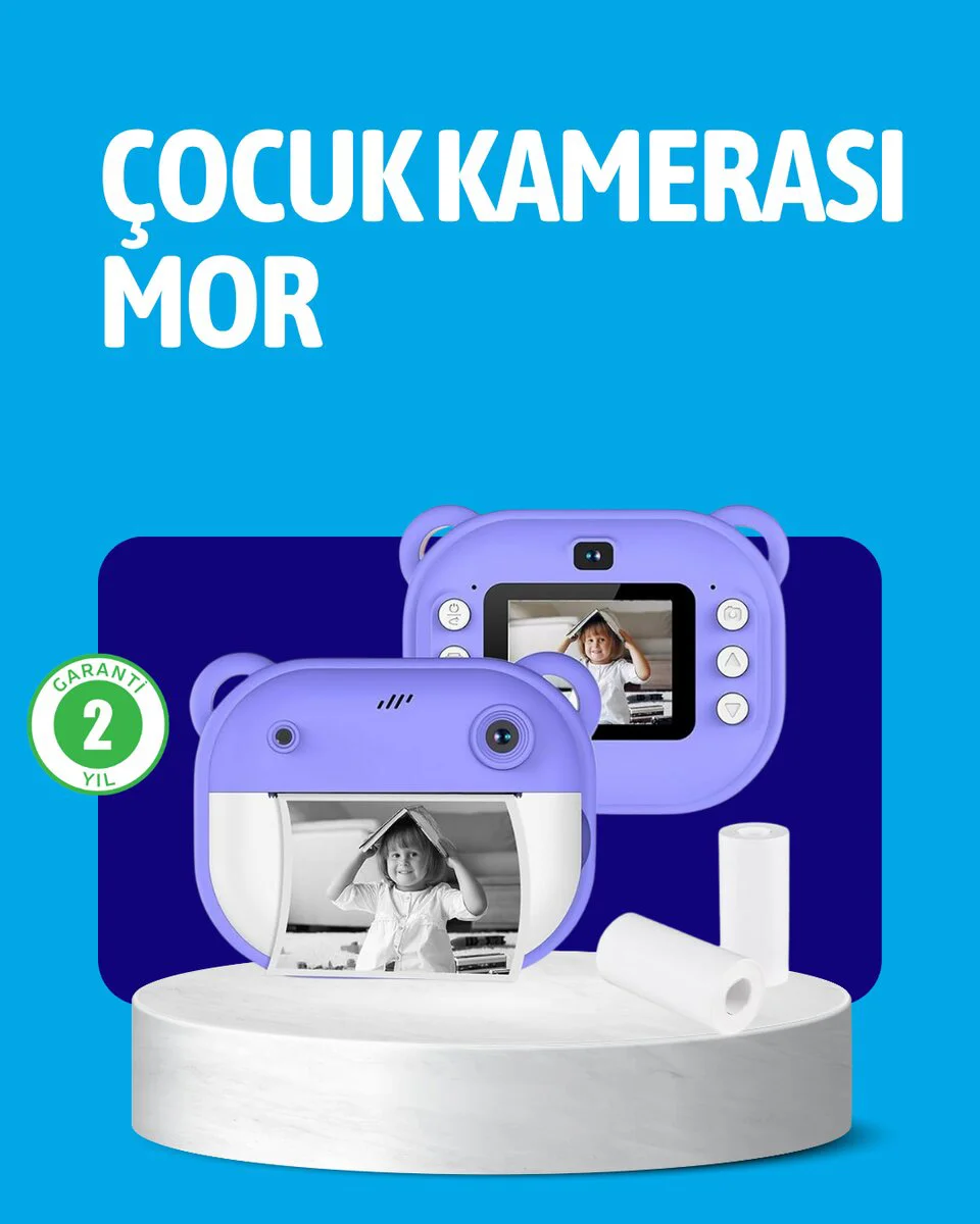 Anında Baskılı Çocuk Kamerası - 24MP HD, Oyunlu ve Termal Yazıcı