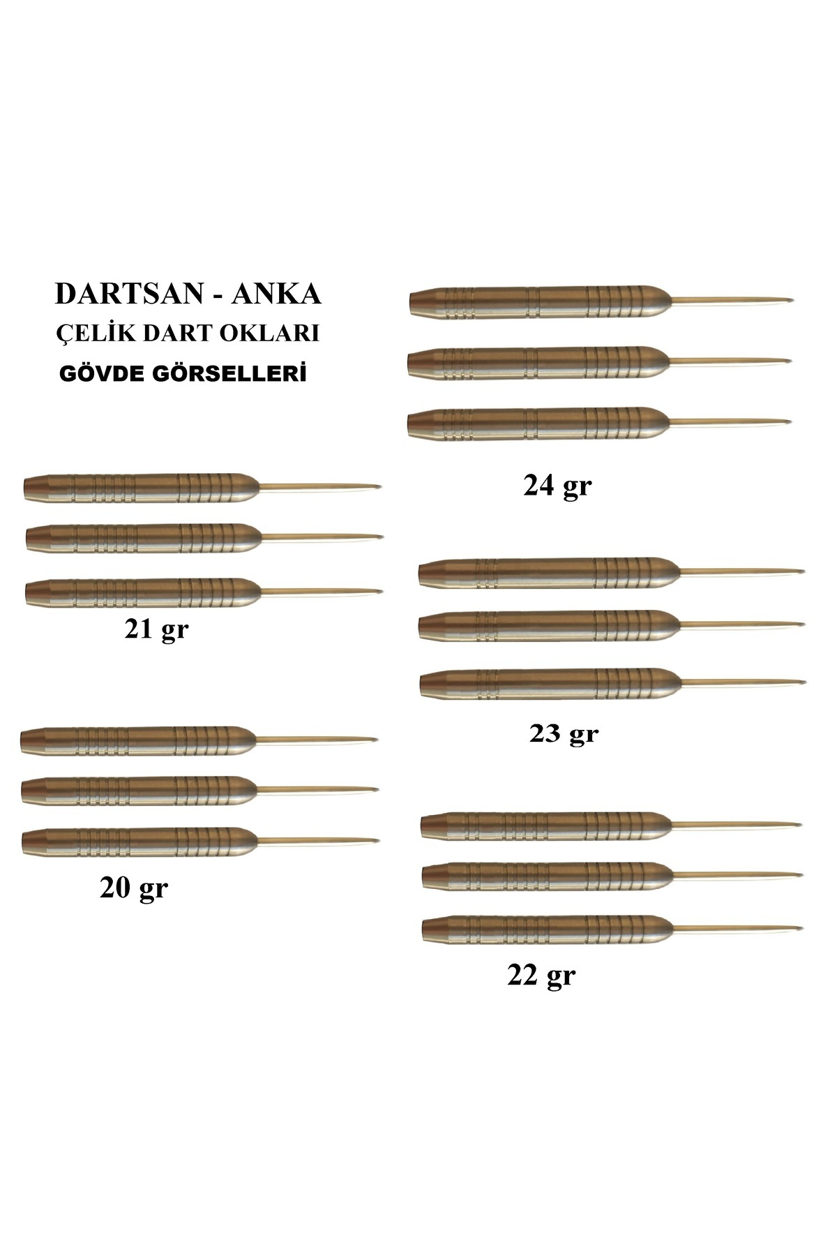 ANKA Türk Malı Çelik Dart Oku 21 gr
