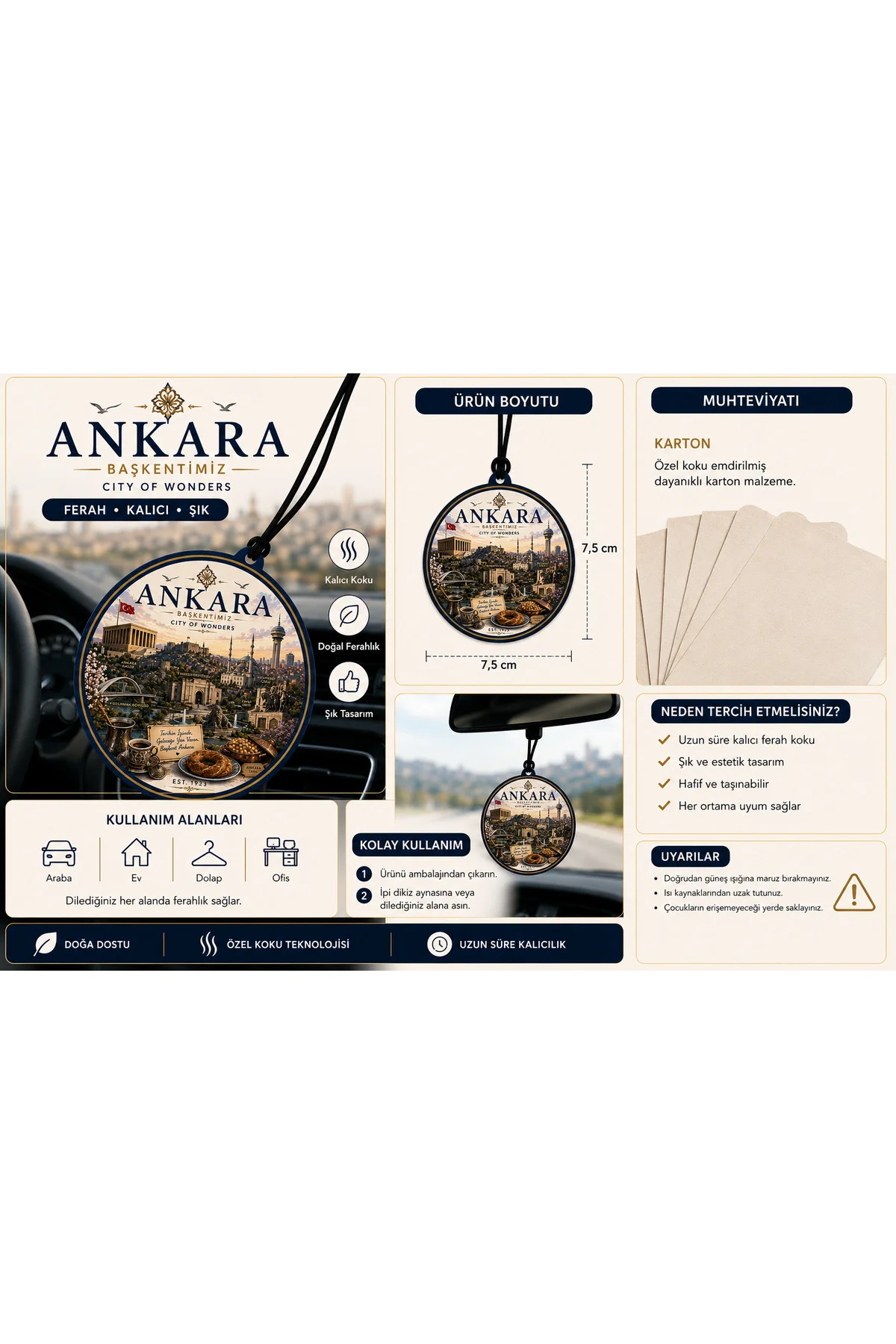 Ankara Şehri Tasarımlı Oto Kokusu,Araba Kokusu,Oto Aksesuarı ve D