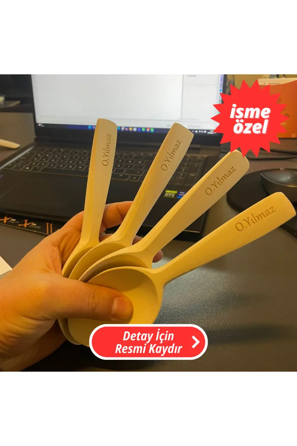 Ankara Şimşir Oyun Kaşığı Takımı-İsme Özel