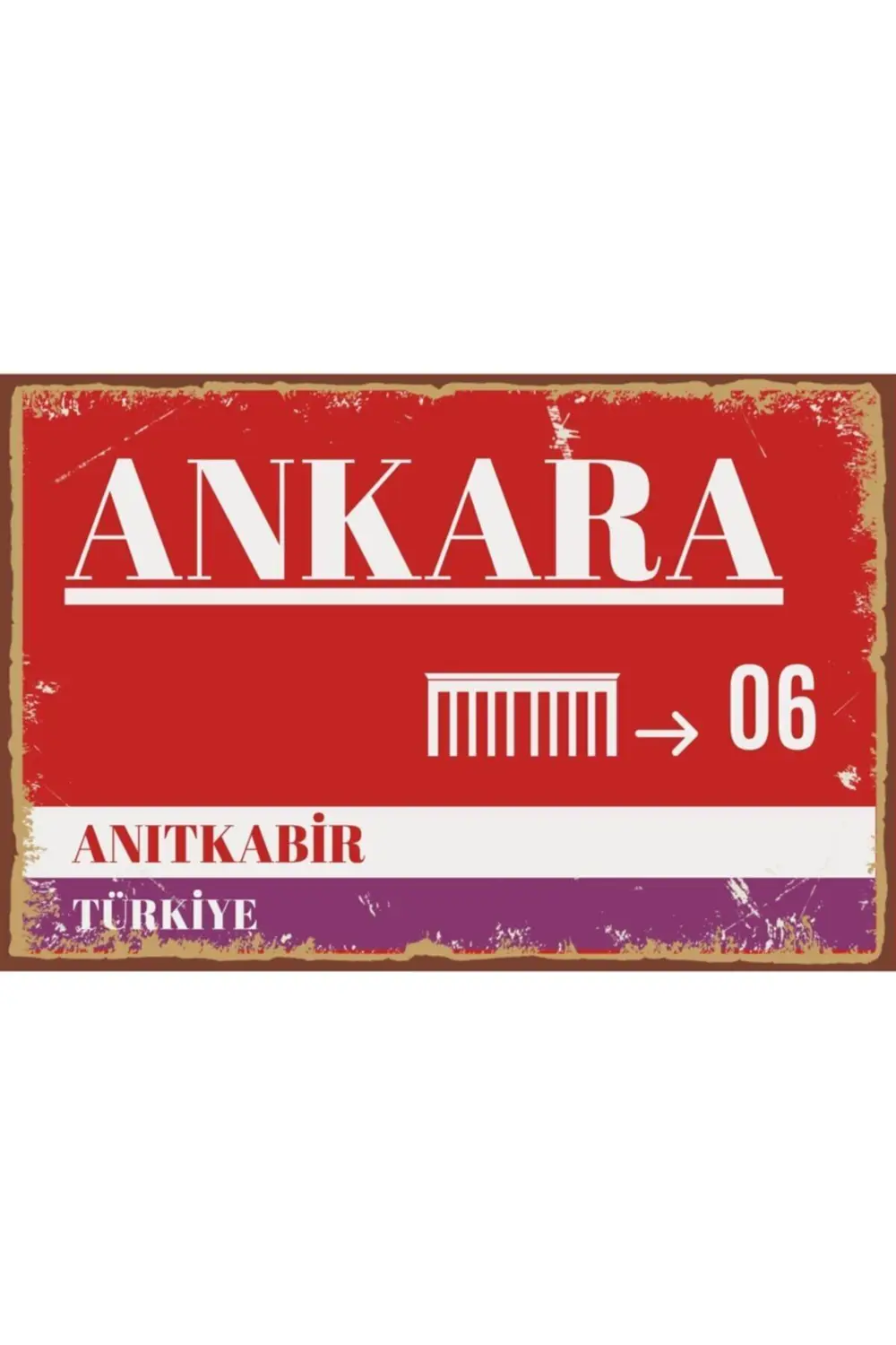 Ankara Tabelası Görselli Retro Ahşap Poster