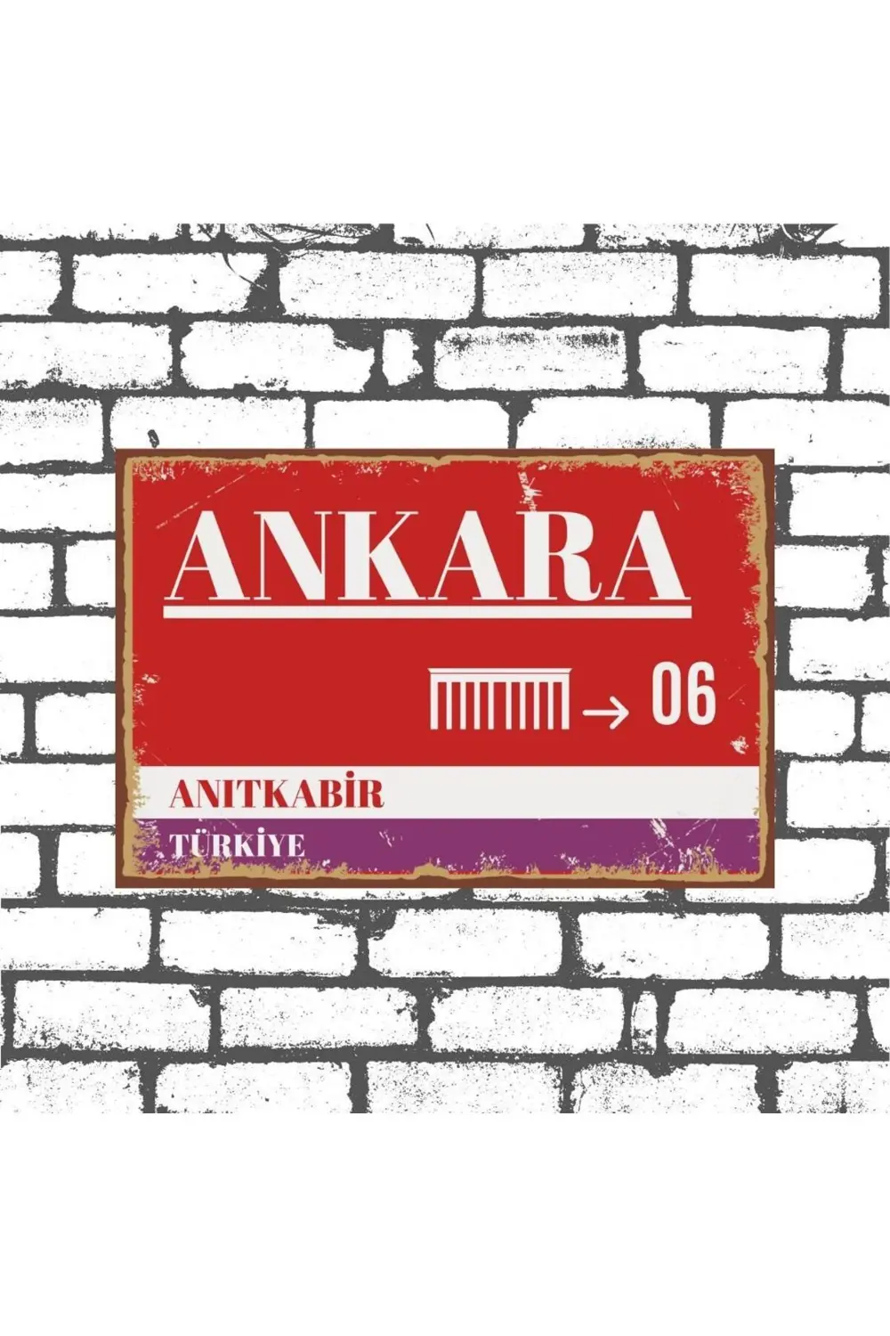 Ankara Tabelası Görselli Retro Ahşap Poster