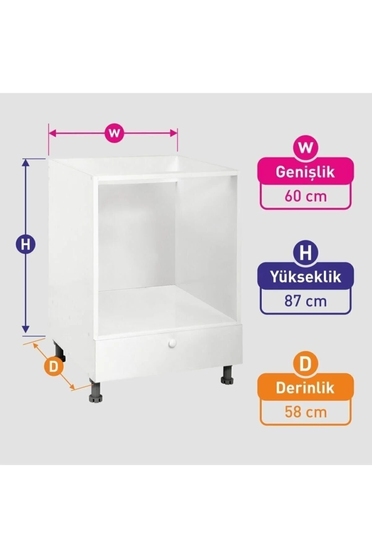 Ankastre Mutfak Dolabı Düz-çekmeceli-kapaklı Modül Tüm Setlere