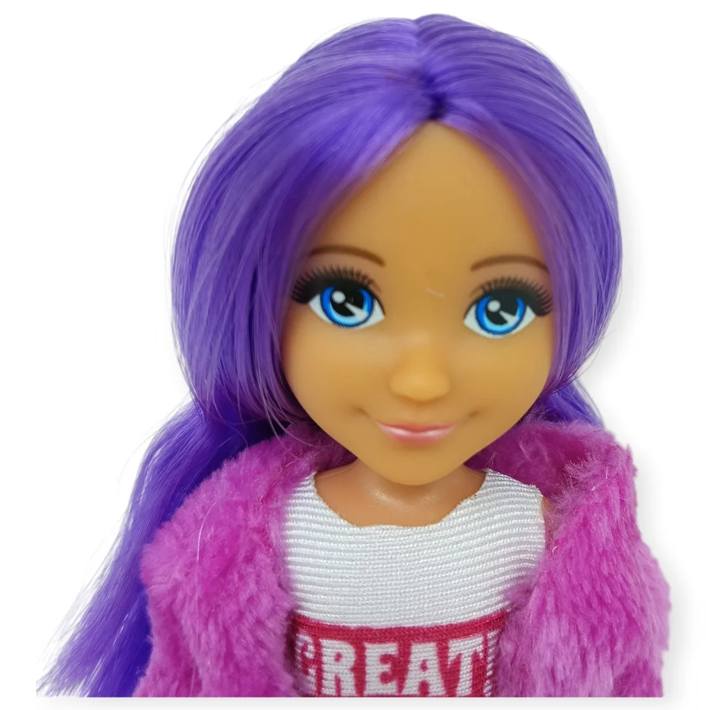 Ankiki Moda İkonu Bebek Figür 13 cm  - Mor lı "Great" Stil (Etekli Kombin) - 1 ADET