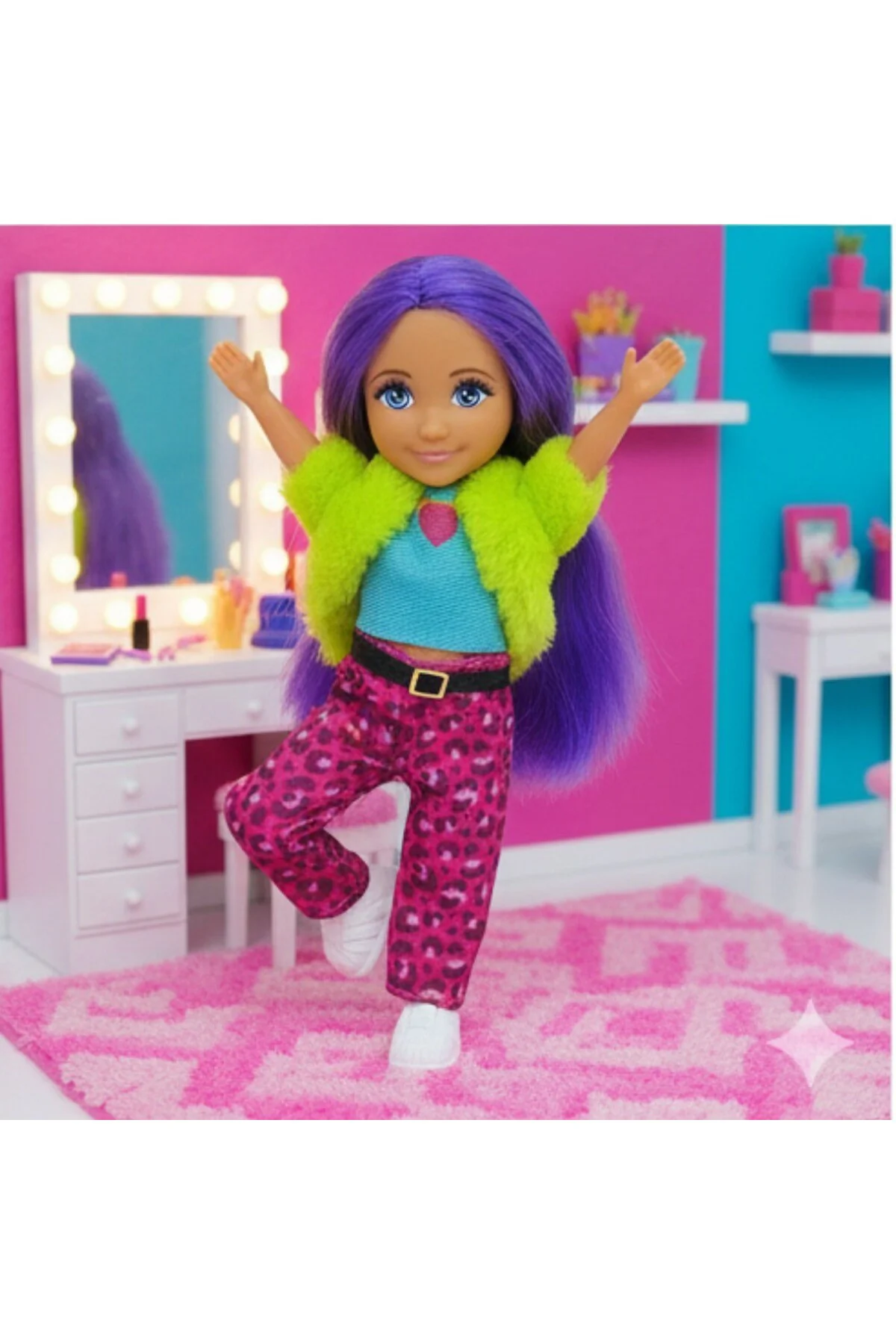 Ankiki Moda İkonu Bebek Figür 13 cm - Mor Saçlı Hip-Hop Rüzgarı (