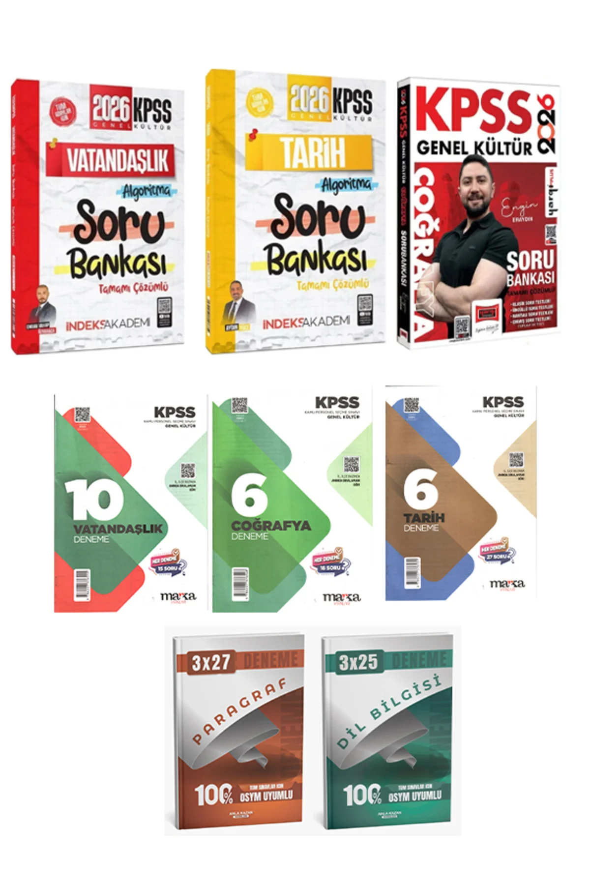 Anla Kazan 2026 KPSS İndeks Tarih Vatandaşlık Soru + Yargı Coğrafya Soru + Marka Deneme 8 li Set