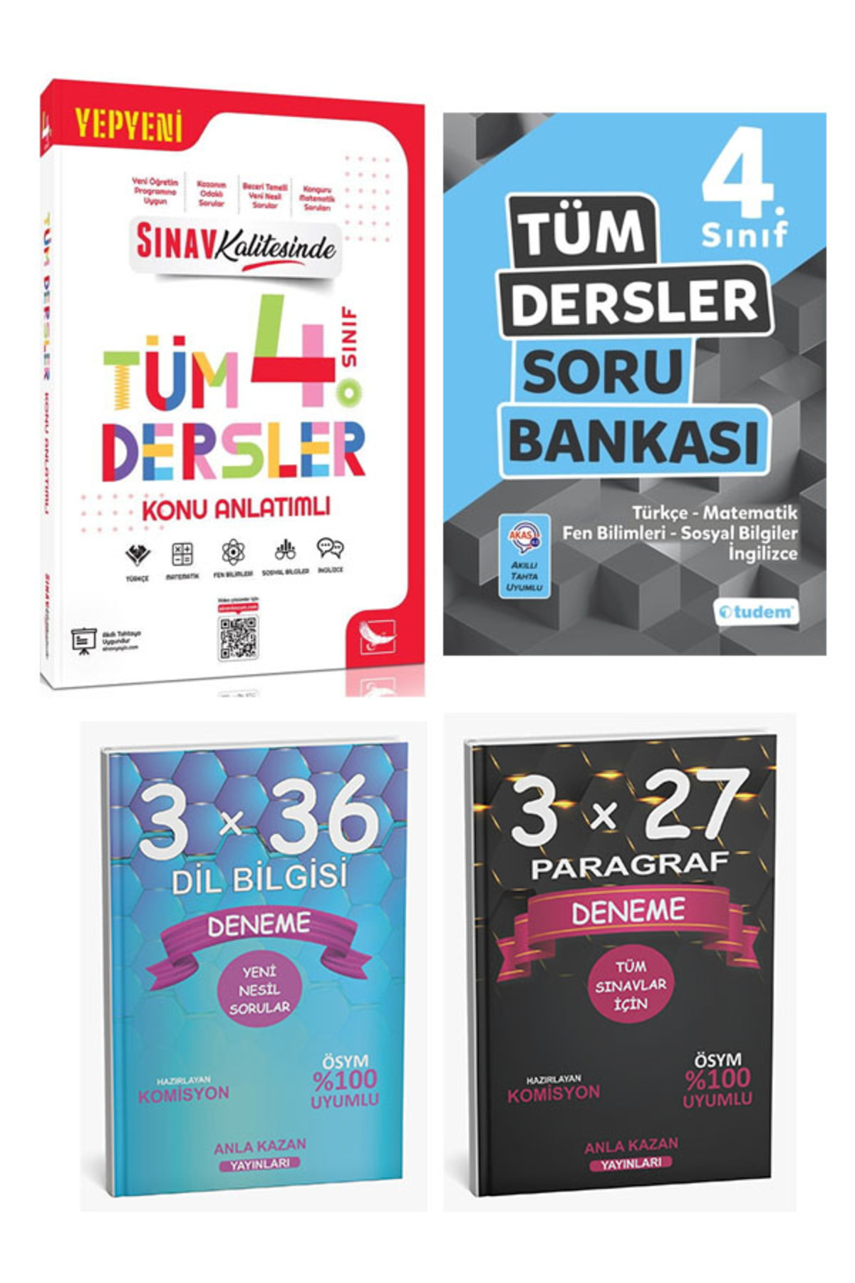 Anla Kazan Yayinlar Anla Kazan 2026 Sinav + Tudem 4. Sinif Tüm Dersler Konu Ve Soru P