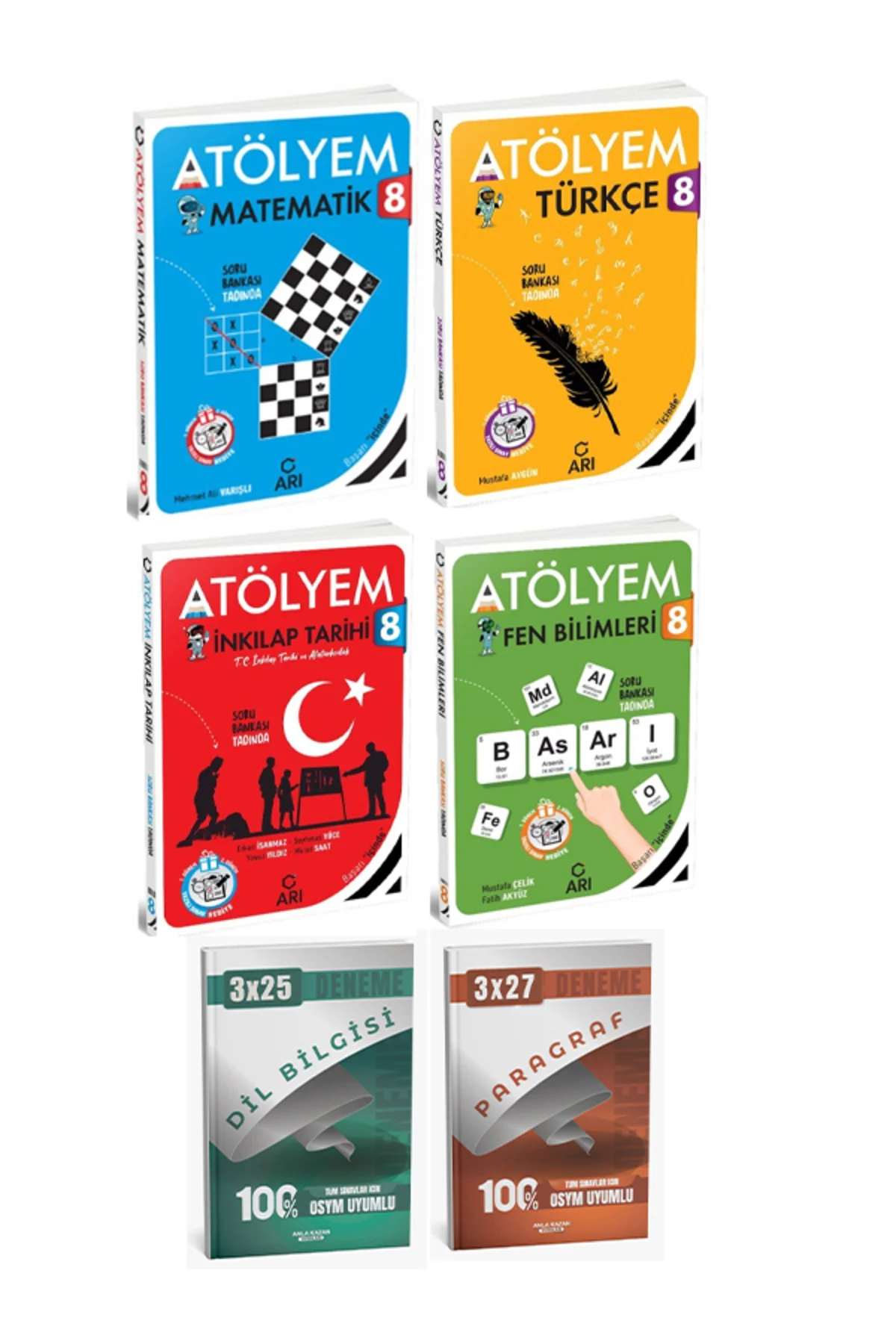 Anla Kazan + Arı 2026 8. Sınıf Atölyem Türkçe Matematik Fen Bilimleri İnkılap Tarihi + Deneme 6lı