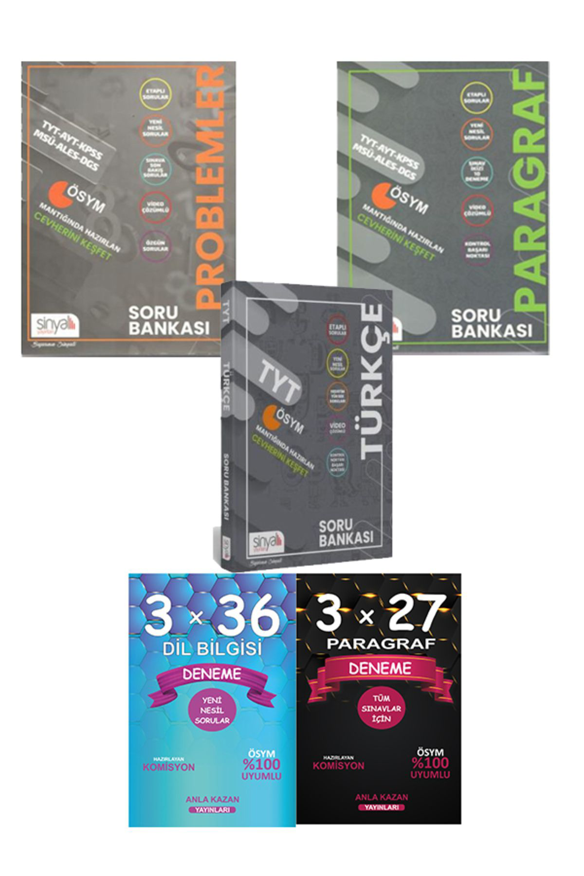 Anla Kazan Yayınlar Anla Kazan Deneme + Sinyal Paragraf + Problem + Türkçe Soru 5 Li