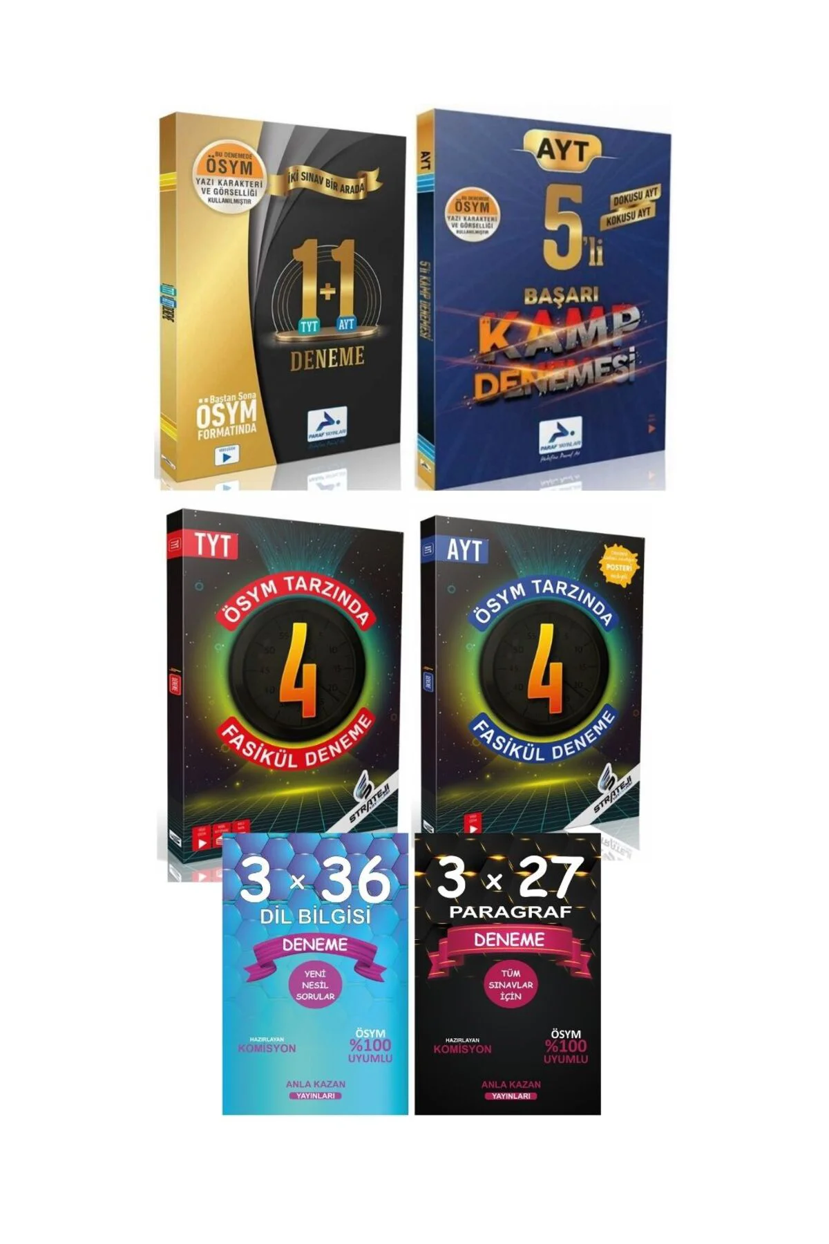 Anla Kazan Deneme Seti + 5 TYT Deneme + 10 AYT Deneme 6 lı Set