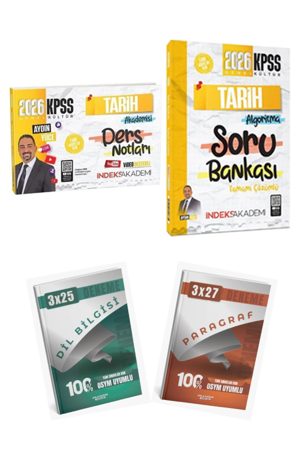 Anla Kazan + İndeks 2026 KPSS Tarih Video Ders Notu + Soru Bankası + Anla Kazan Deneme 4 lü Set