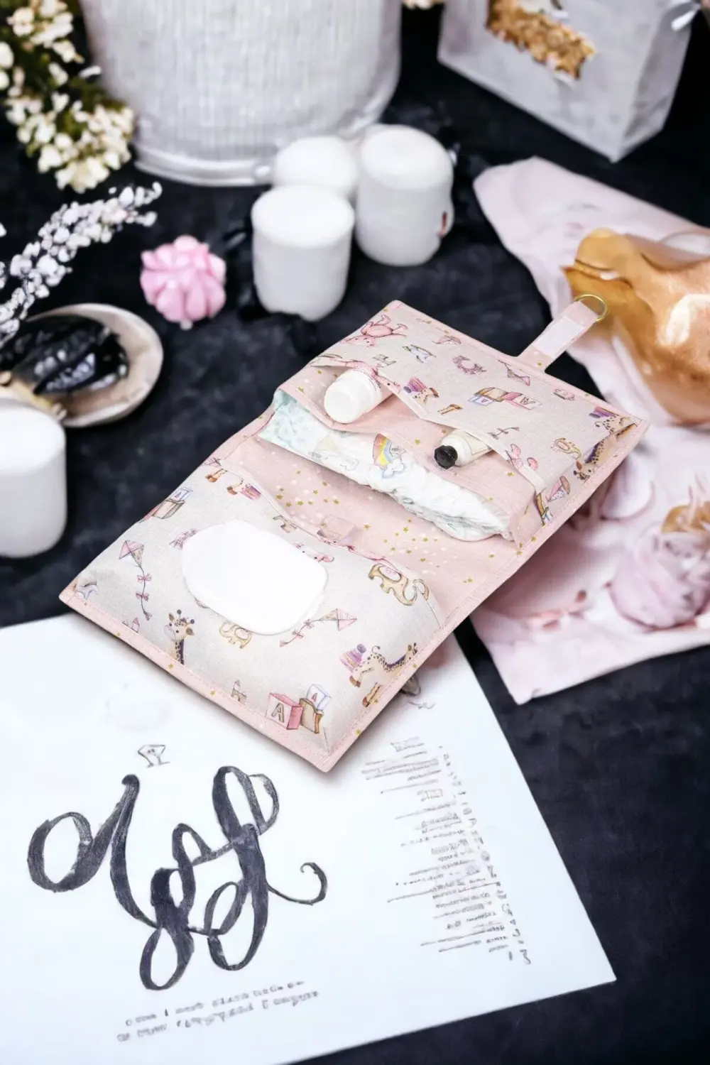 Anne Bebek Alt Bakım Çantası, Bebek Odası Düzenleyici, 24x44cm, P