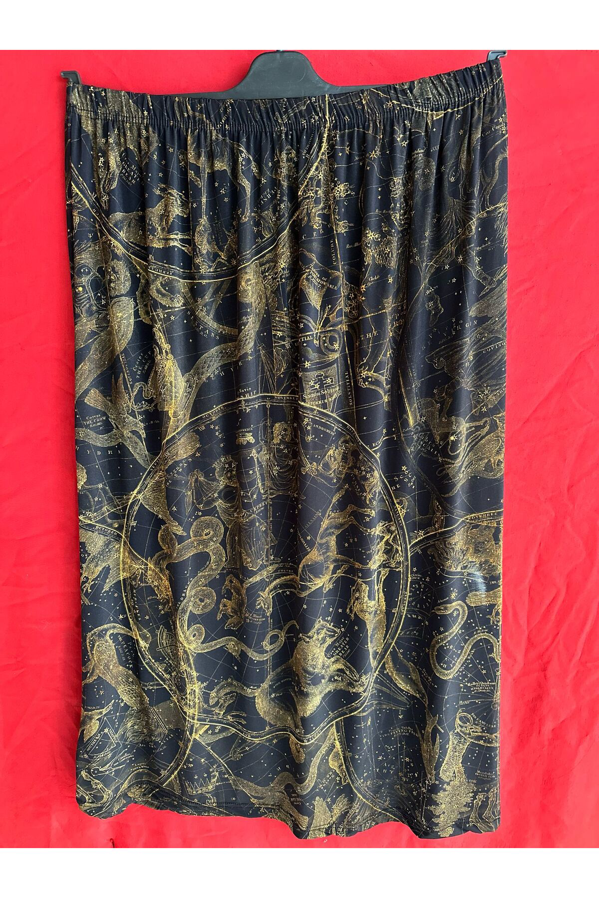 Erva Peysaj Anne Desenli Beli Lastikli Basma Rahat Kalıp Etek