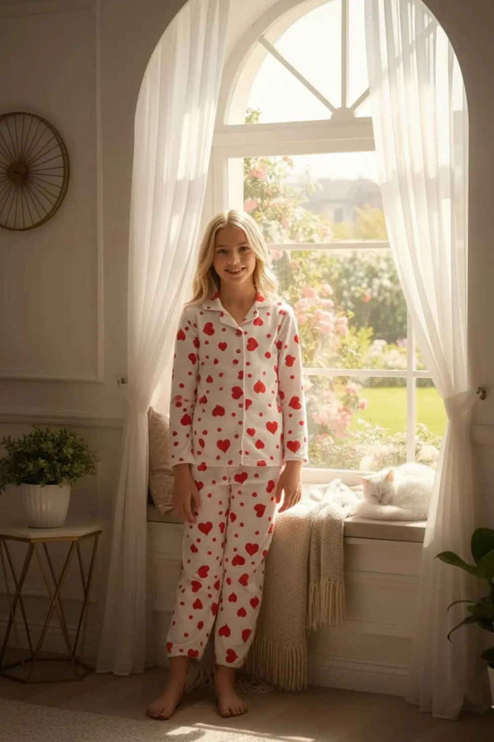 Anne Kız Kombinli (Ayrı Ayrı Satılır) Desenli Gömlek Yaka Pijama