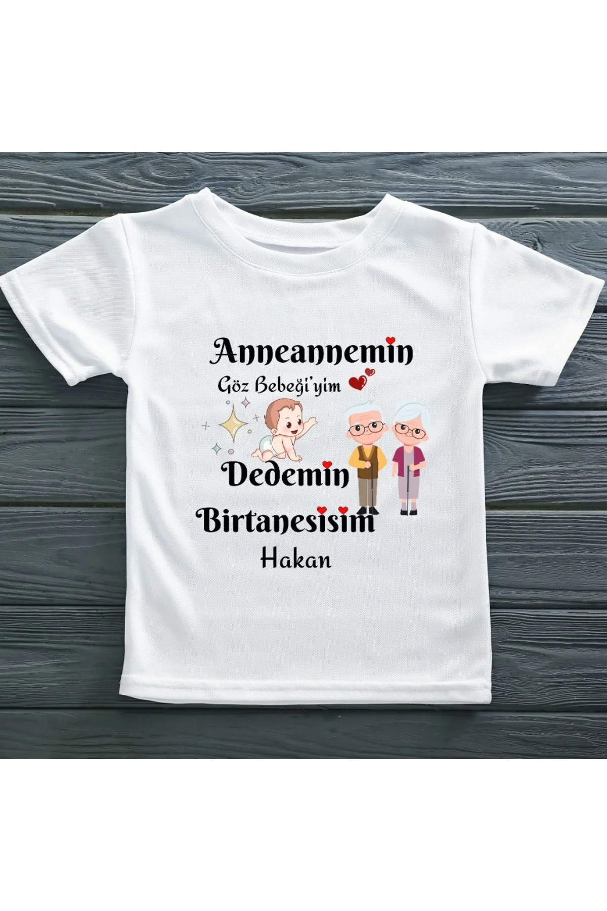 Anneanne - Babaannemin Göz Bebeğim Dedemin Bir Tanesiyim Yazılı Çocuk Tişörtü