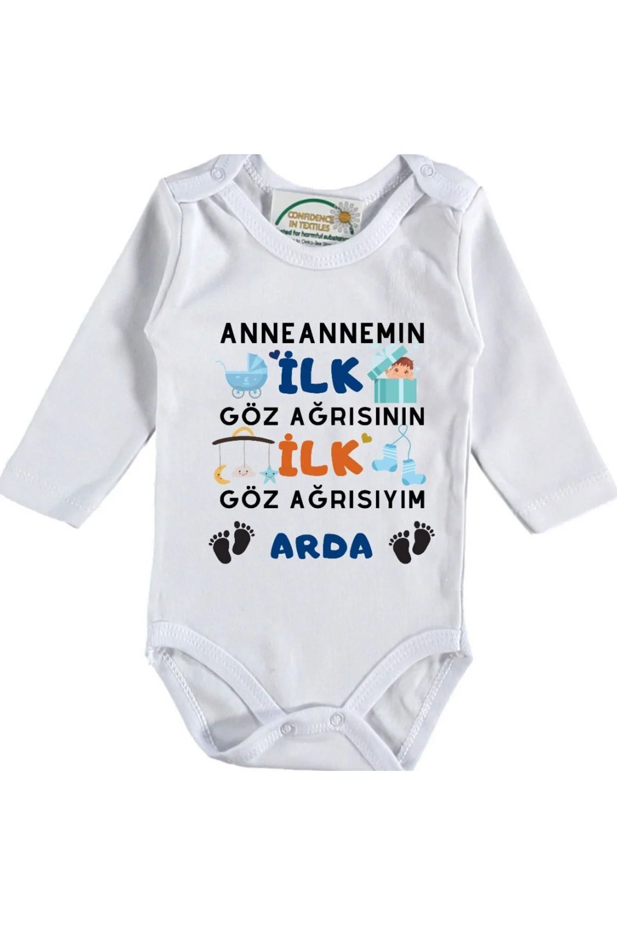 Anneannem İlk Göz Ağrısının İlk Göz Arısıyım Yazılı Erkek Bebek Zıbın Anneannem İlk Göz Ağrısının İlk Göz Arısıyım Yazılı Erkek Bebek Zıbın