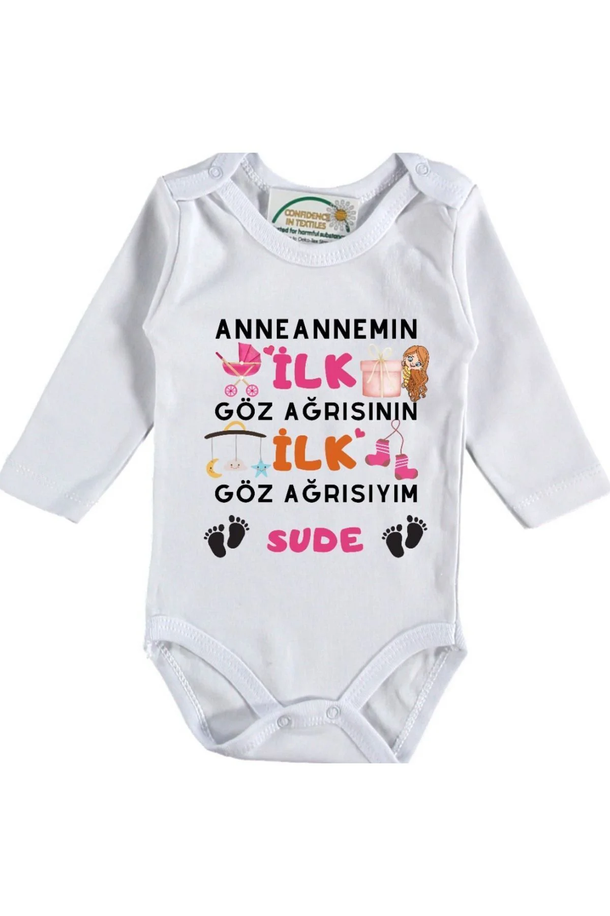 Anneannem İlk Göz Ağrısının İlk Göz Arısıyım Yazılı Kız Bebek Zıbın