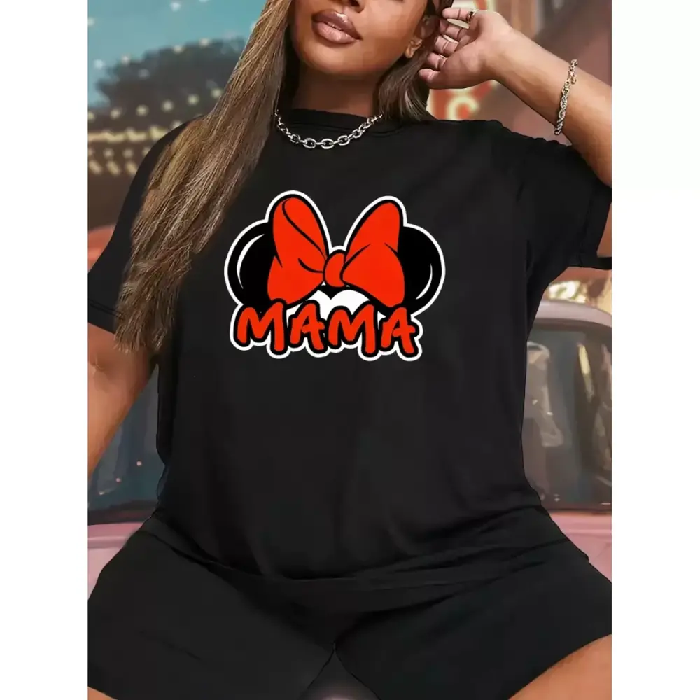 Anneler Günü Lucky Life Kadın Baskılı T-shirt - Siyah