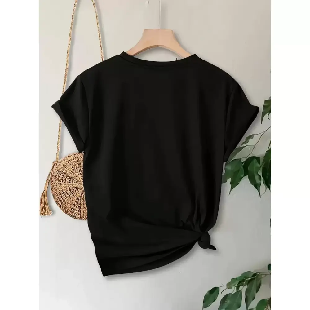 Anneler Günü Lucky Life Kadın Baskılı T-shirt - Siyah