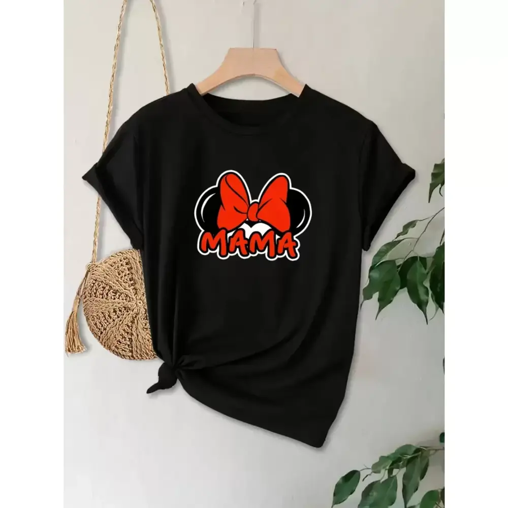 Anneler Günü Lucky Life Kadın Baskılı T-shirt - Siyah