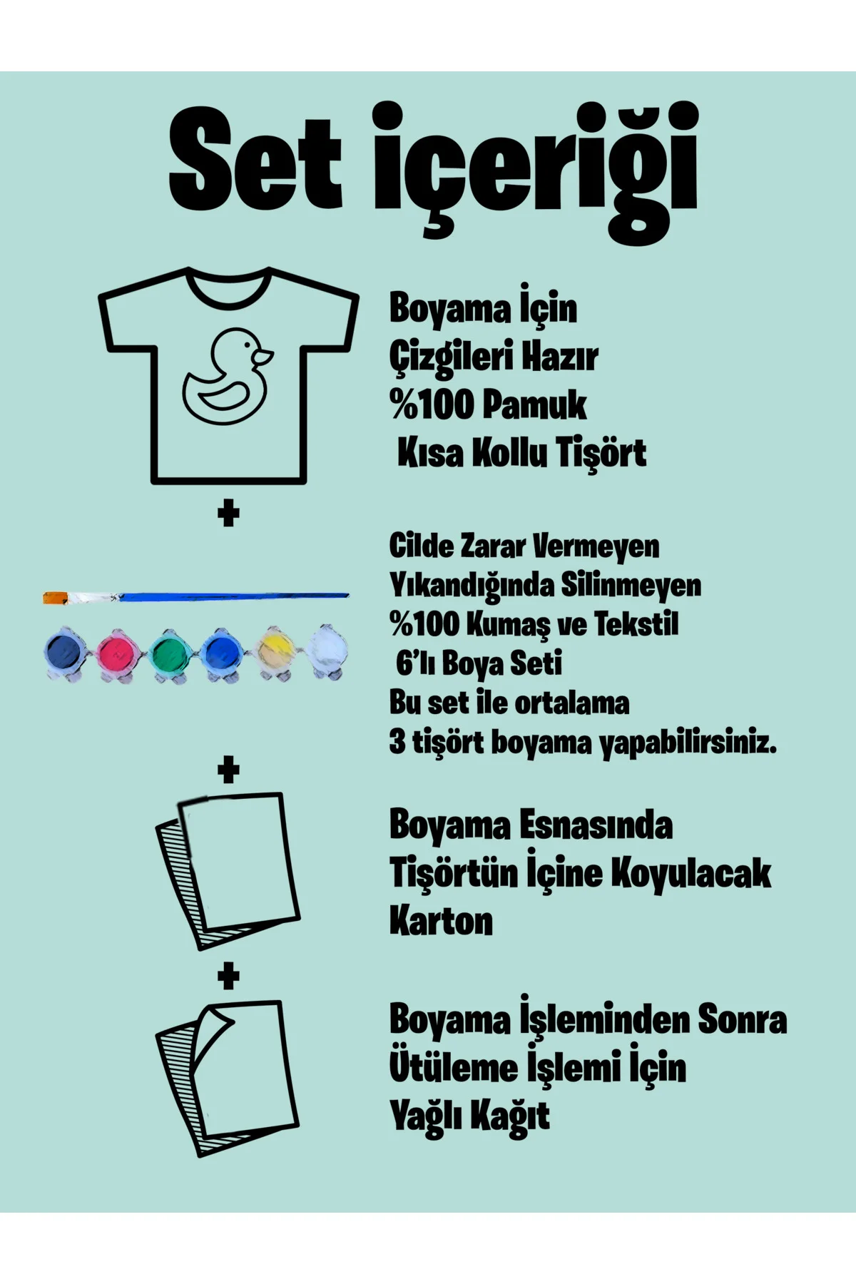 Anneler Günü Özel Çocuk Boyama Tişört Seti | %100 Pamuk Tişört + 