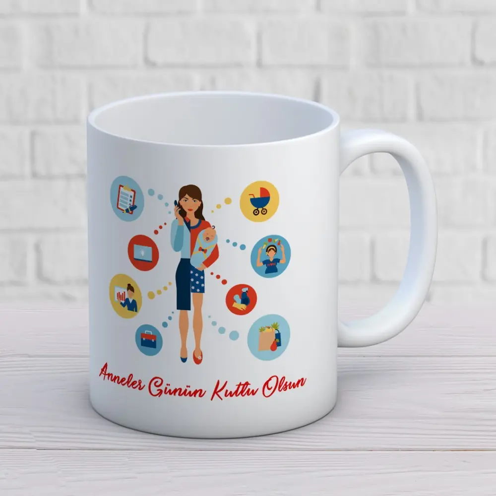 Anneler Günün Kutlu Olsun Yazılı Hediyelik Kupa Anneler Günü Tasa