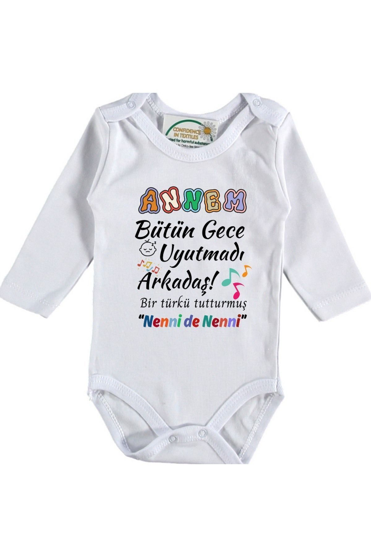 Annem Bütün gece Uyutmadı Yazılı Kişiye özel Bebek Zıbın