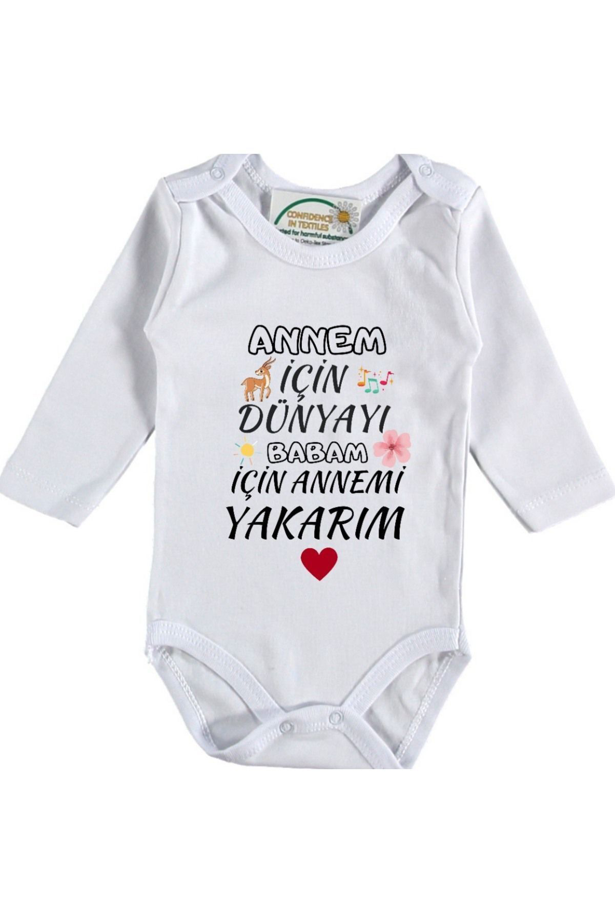 Annem İçin Dünyayı Babam İçin Annemi Yakarım Yazılı Bebek Zıbın
