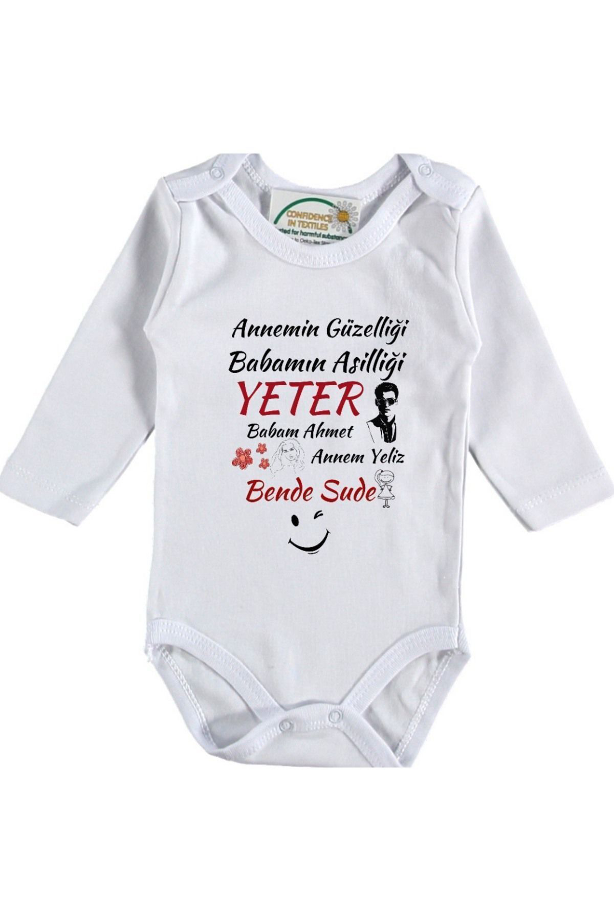Annemin Güzeliği Babamın Asilliği Yazılı Bebek Zıbın