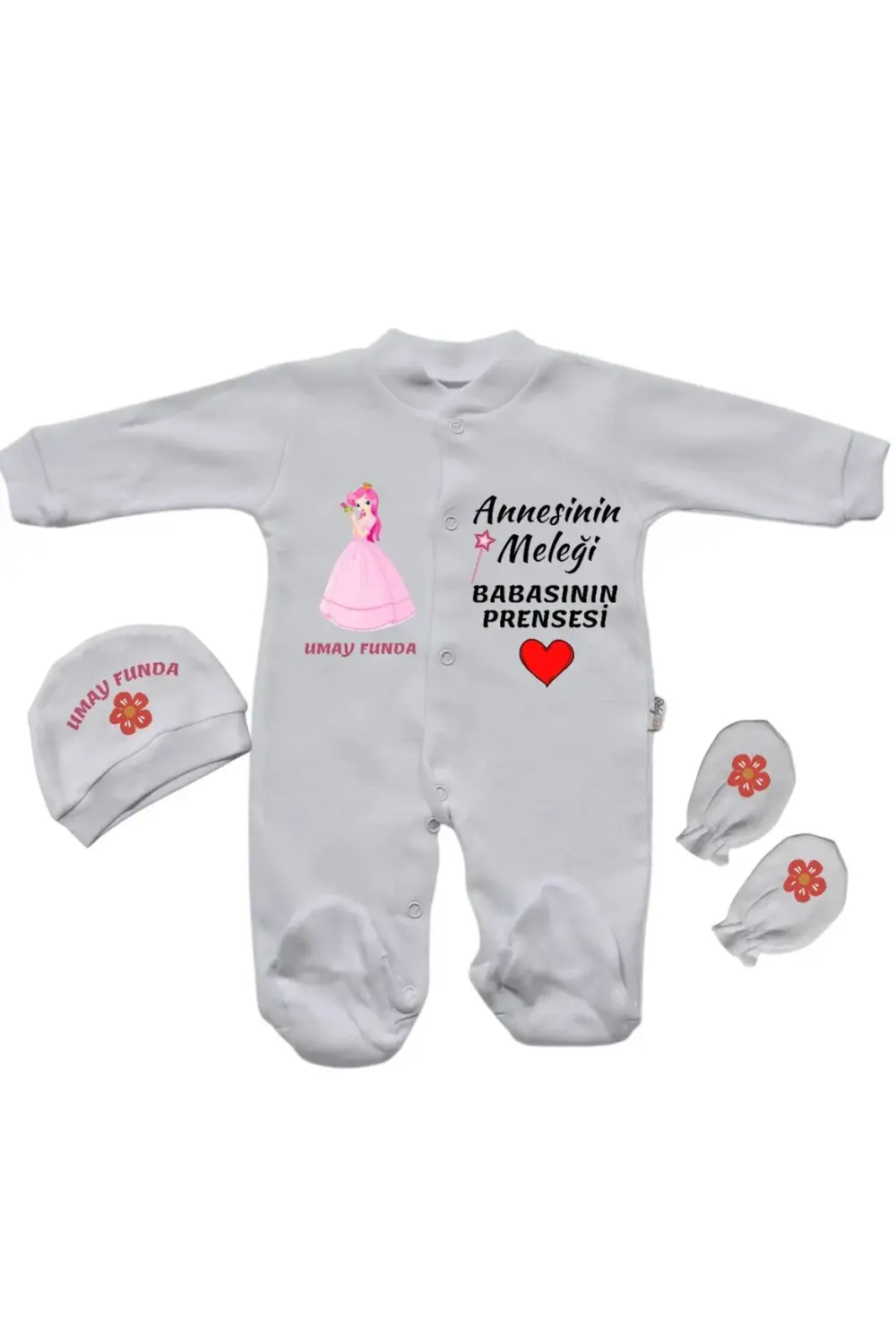Annesinin meleği Babasının Prensesi Yazılı Kişiye Özel Bebek Tulu