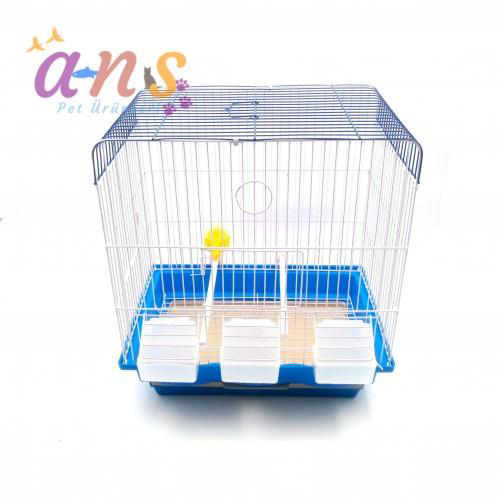 Ans  B111h 3 Yemlikli Suluklu Büyük Kuş Kafesi 40Cm-30Cm-45Cm Yük.