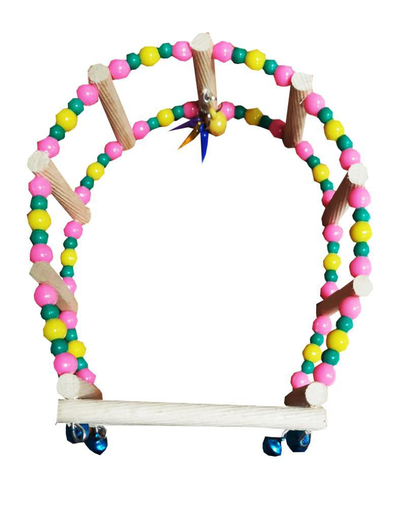 ANS Boncuklu Ahşap Salıncak Kuş Oyuncağı 14cm