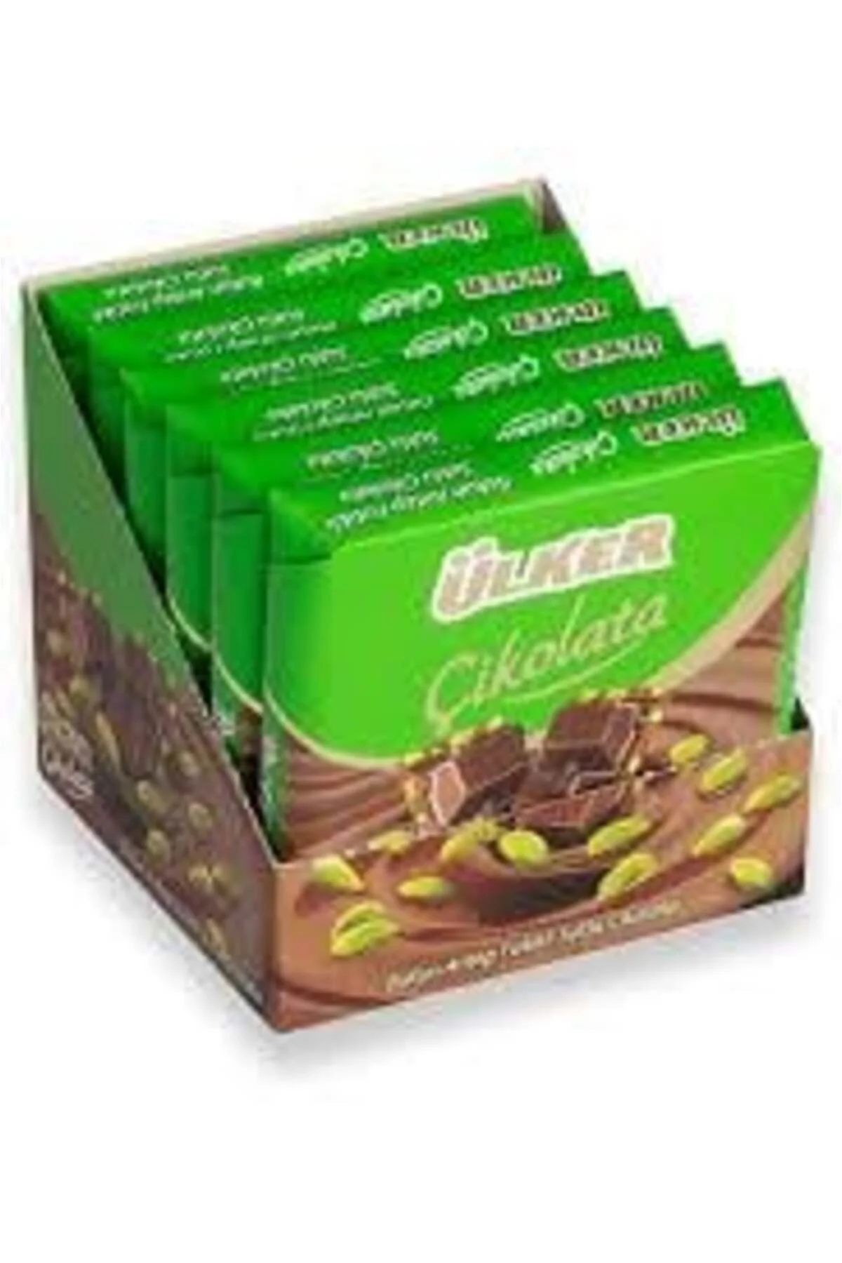 Antep Fıstıklı Sütlü Kare Çikolata - Bütün Fıstıklı - 65 gram - 6