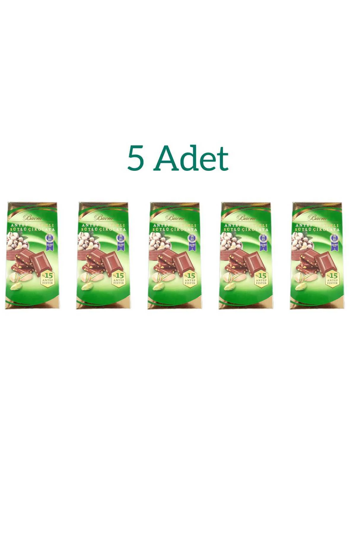 Antep Fıstıklı Sütlü Tablet Çikolata 80 gr 5 Li Paket Antep Fıstıklı Sütlü Tablet Çikolata 80 gr 5 Li Paket - Görsel 2