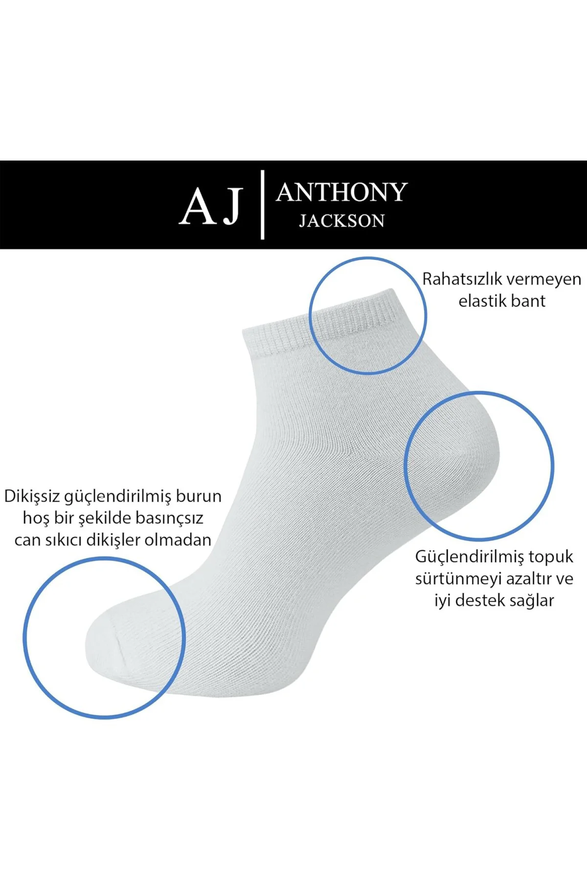Anthony Jackson 10 Çift Kutulu BAMBU Premium Bay- Patik Çorap - B