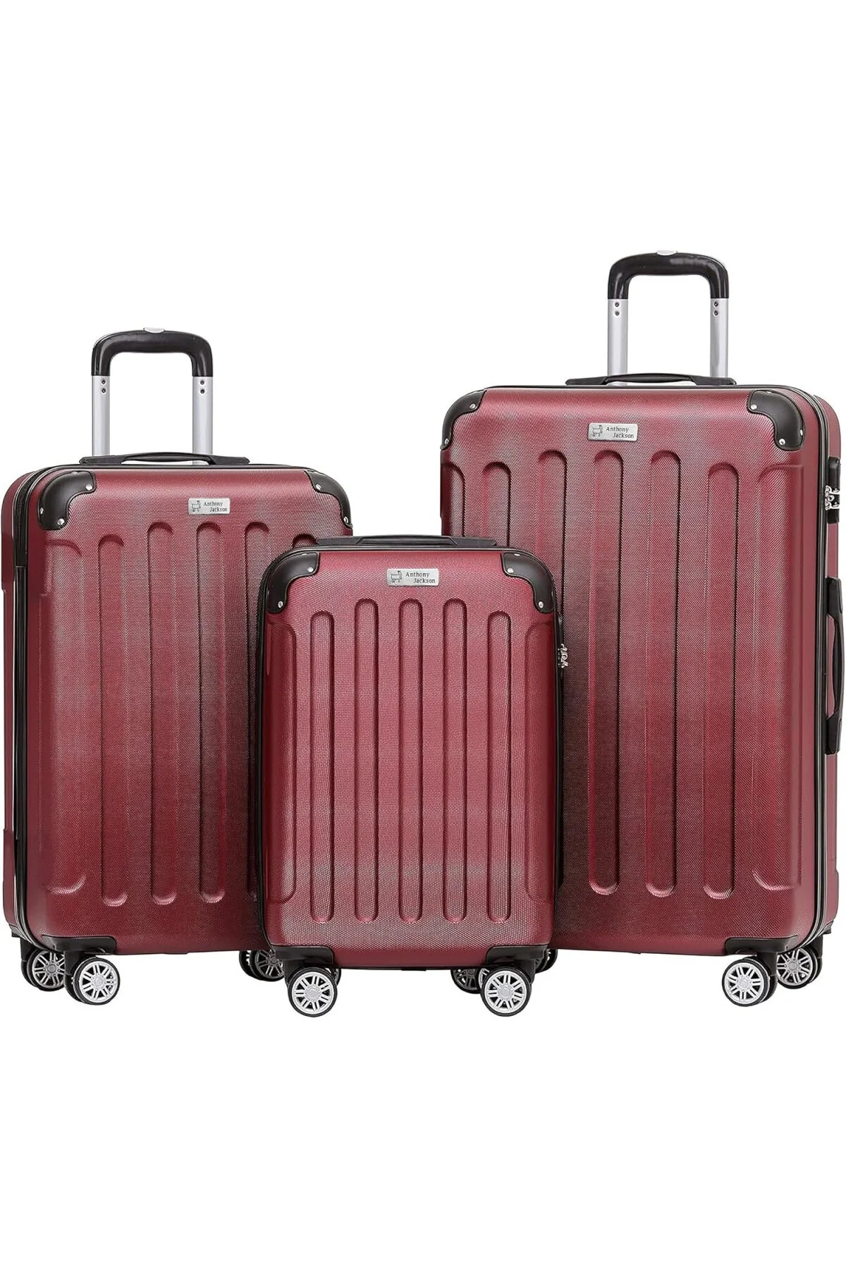 Anthony Jackson Ultra Hafif ABS Valiz TRION (Bordo, 3'lü Set)
