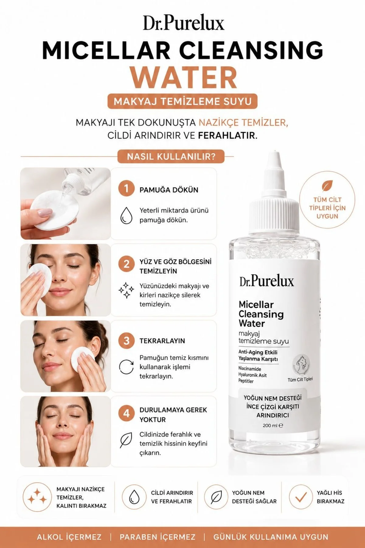 Anti Aging Micellar Cleansing Water 200 ml | Niasinamid, Hyaluron
