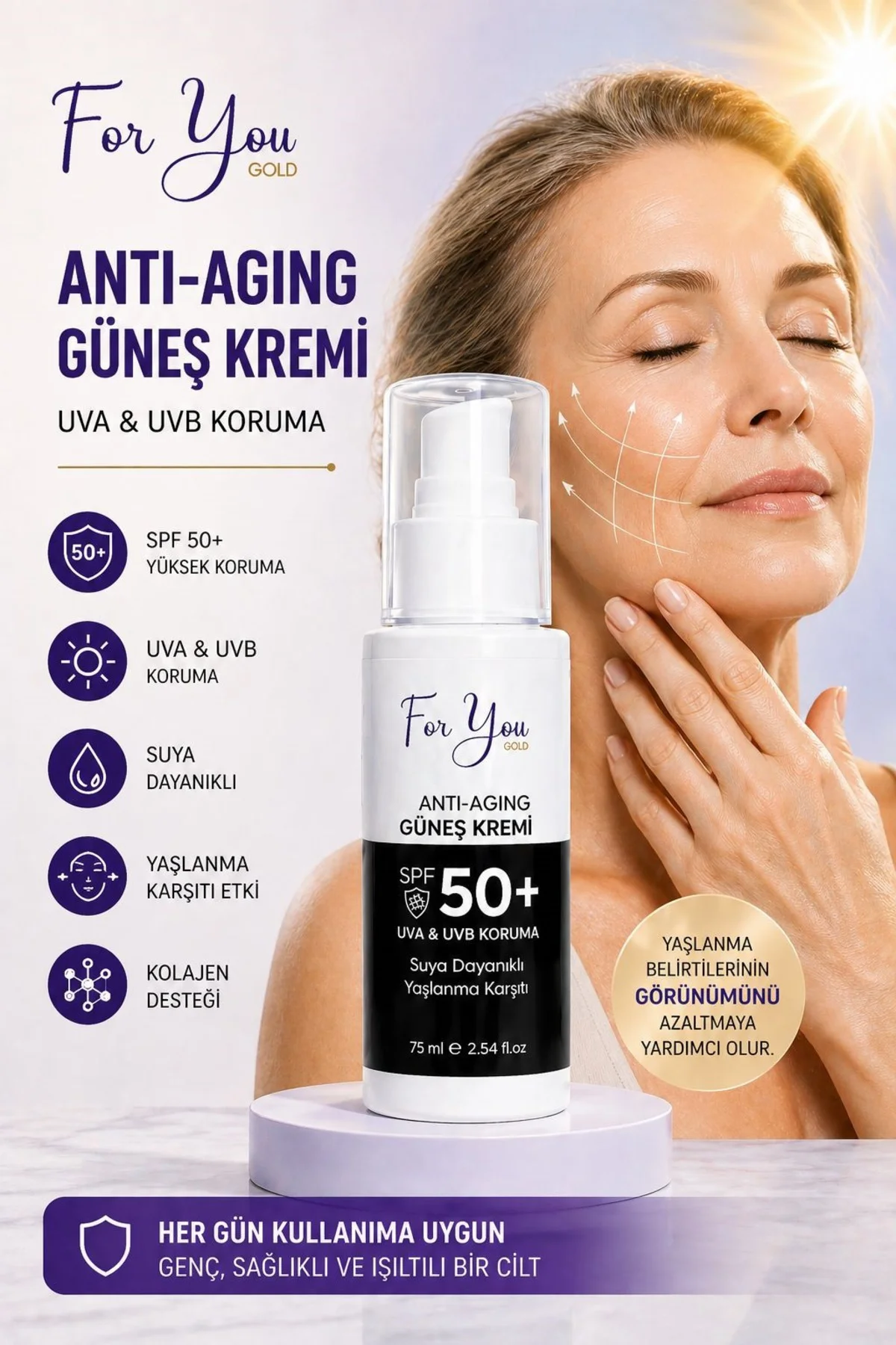 Anti-Aging Yaşlanma & Leke Karşıtı Spf50 Yüz ve Vücut Güneş Kremi