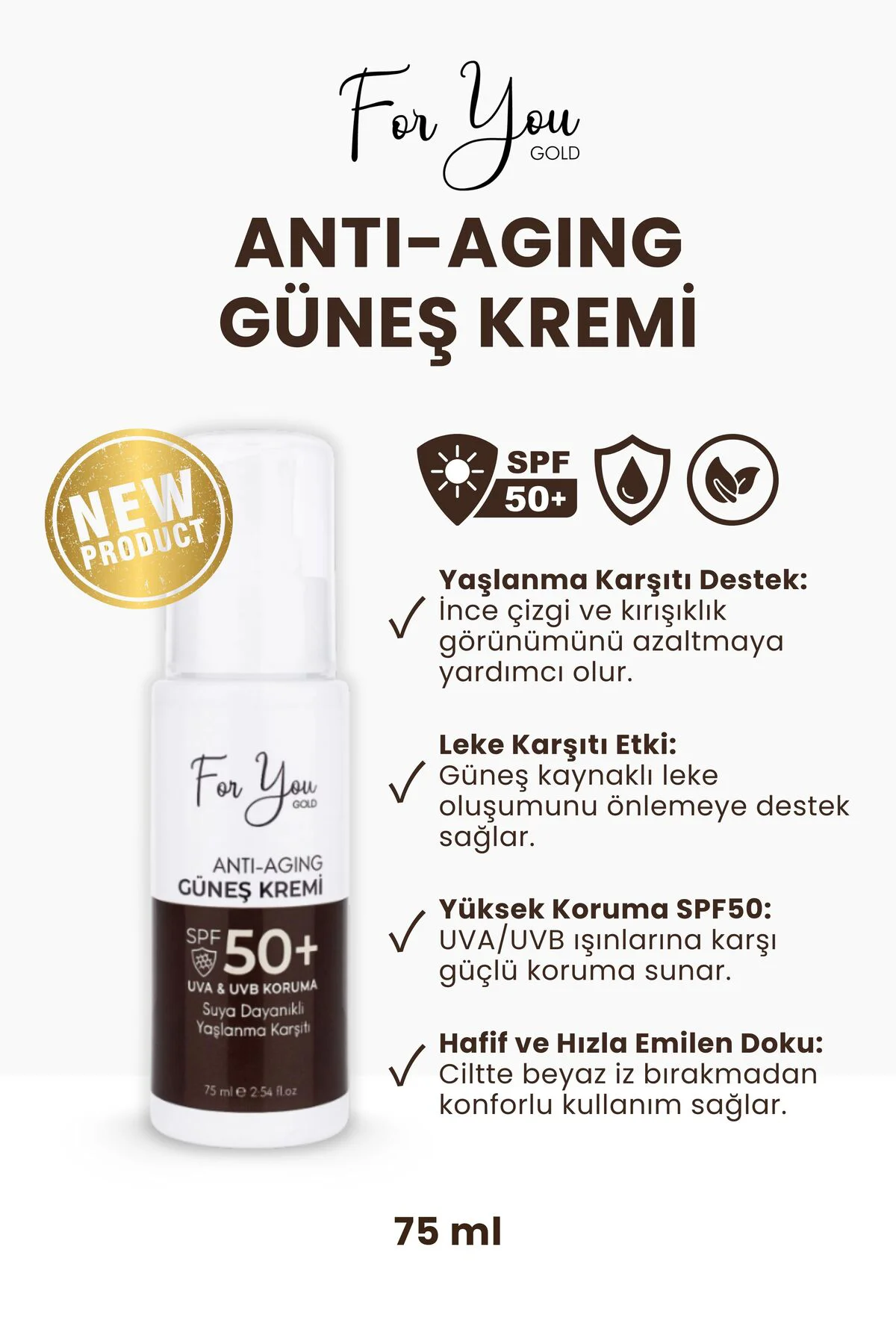 Anti-Aging Yaşlanma & Leke Karşıtı Spf50 Yüz ve Vücut Güneş Kremi