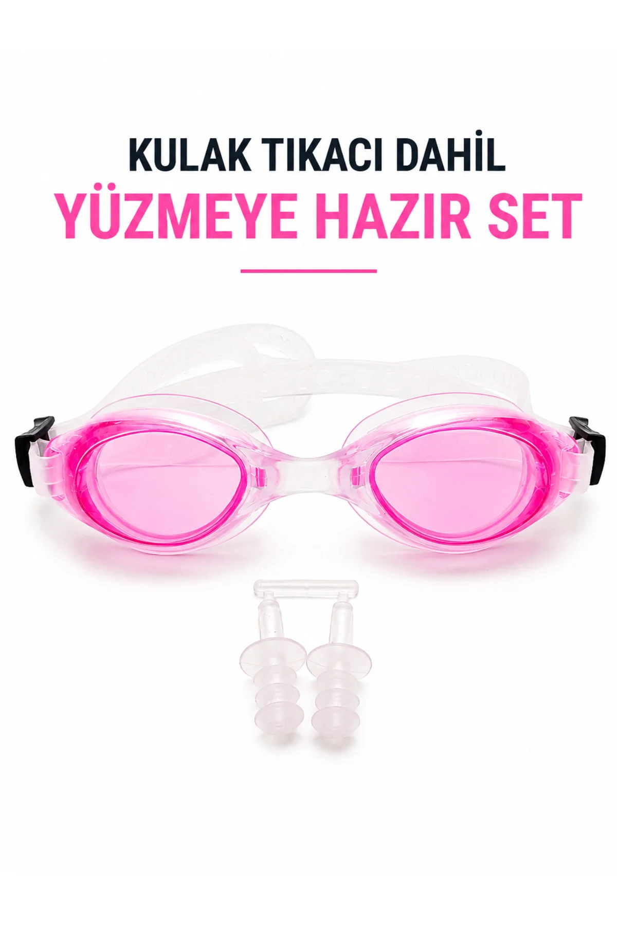 Anti Fog Genç Yüzücü Gözlüğü UV Korumalı Havuz Deniz Gözlüğü Kulak Tıkacı ve Koruma Kutulu 15 Cm