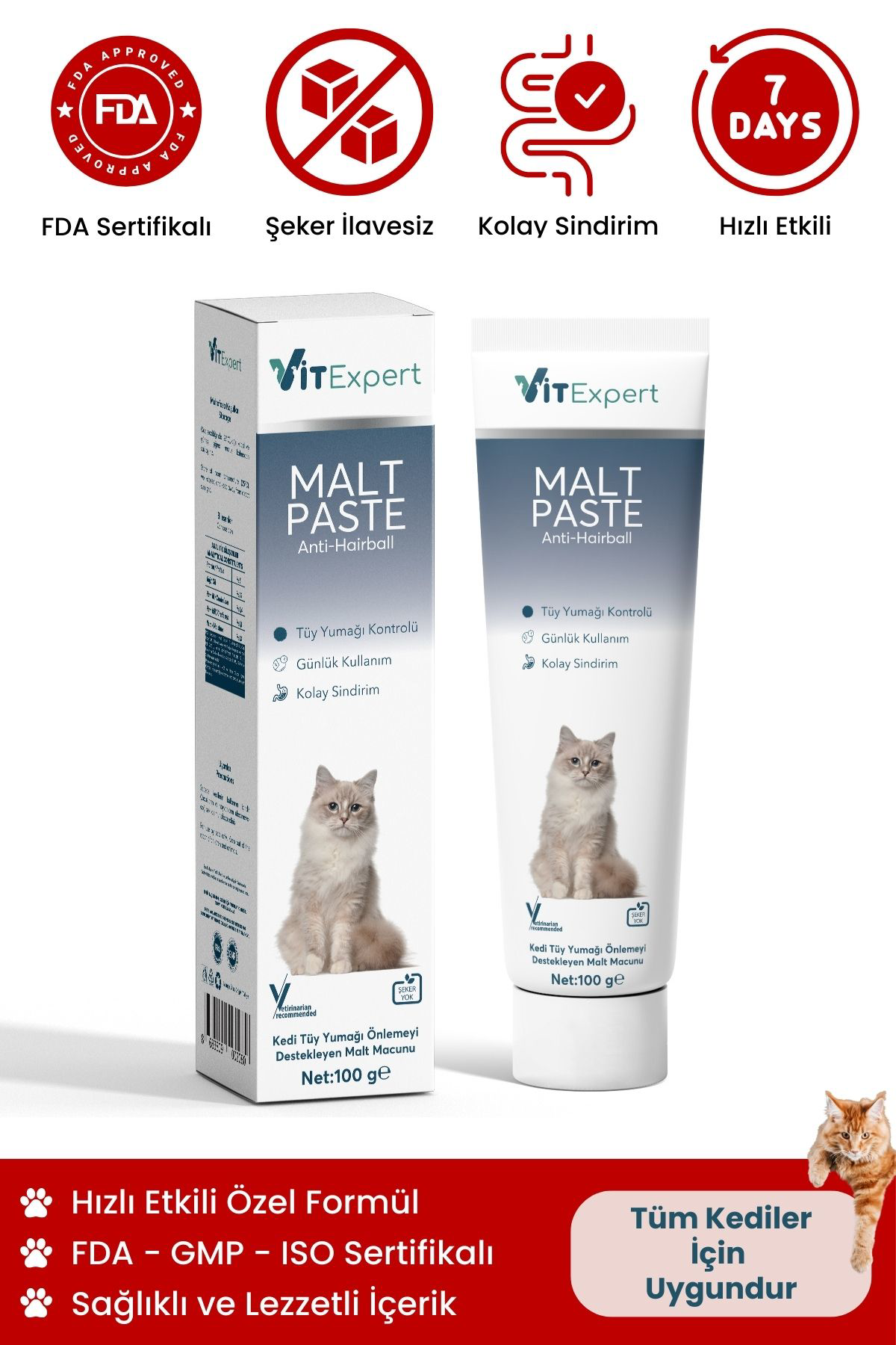 Vitexpert Anti Hairball Kedi Malti Macun Tüm Kediler İçin Tüy Yumaği Önleyi